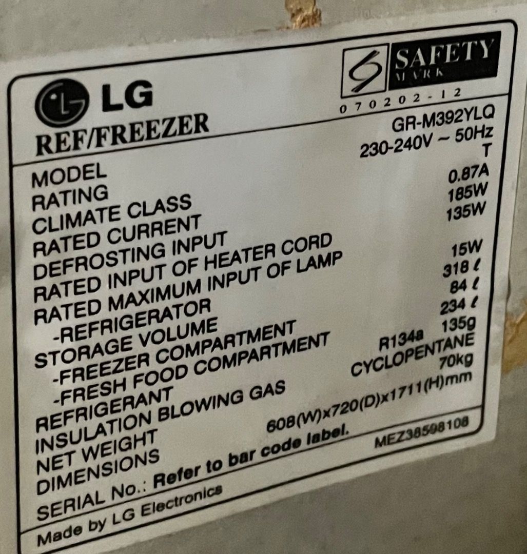 Final Steal Selling LG Fridge MODEL GAM392YLQ (used), TV & Home