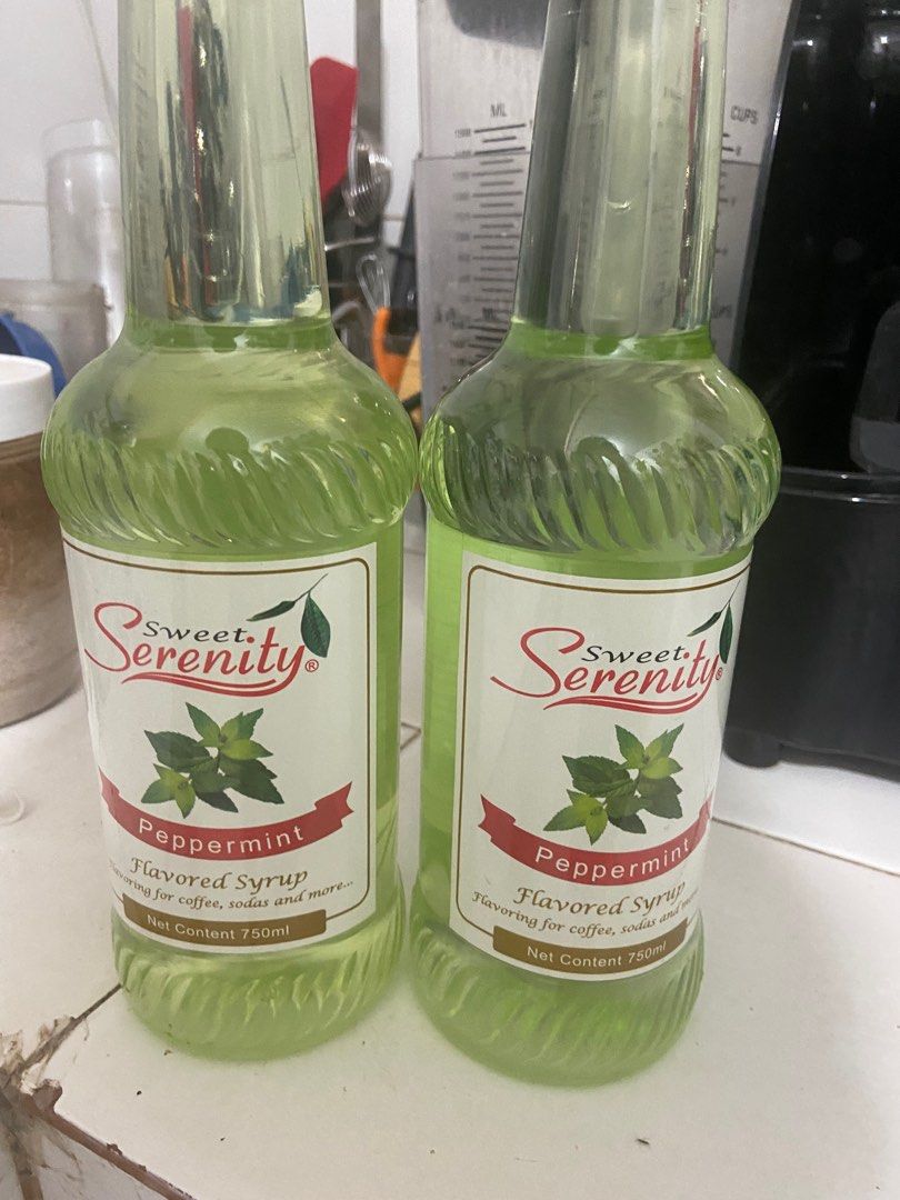 2 Serenity Mint Syrup for Coffee (Category: Beverages) located in Tabuk. Submitted by classicseconds (Listing ID 1206106749, Image 1). Description: Get 2 for 500 SF 70 Bought so many Exp 2024.