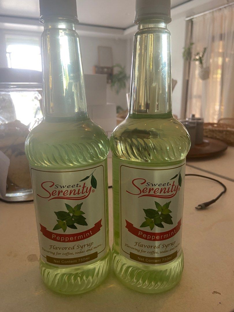 2 Serenity Mint Syrup for Coffee (Category: Beverages) located in Tabuk. Submitted by classicseconds (Listing ID 1206106749, Image 2). Description: Get 2 for 500 SF 70 Bought so many Exp 2024.