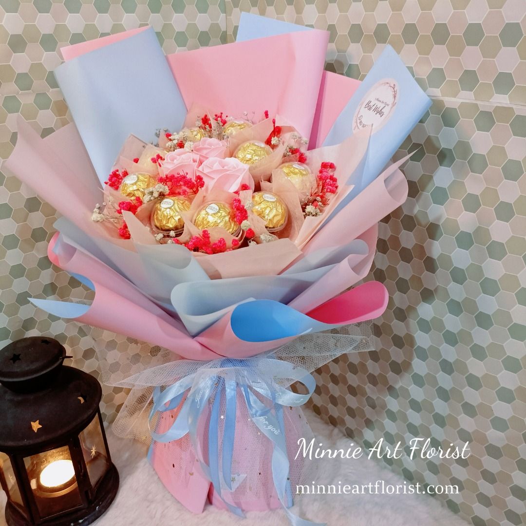 Chocolate Bouquet in box, Hobbies & Toys, Stationery & Craft, Handmade  Craft on Carousell