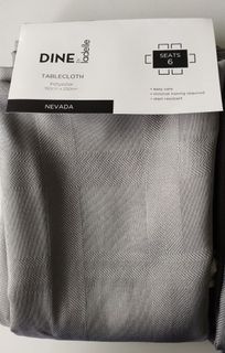 It's a STEAL at $10.  Tablecloth 150cm*230cm. For 6pax Table.  Elevate your table spread with this fabric cover in classic grey.
