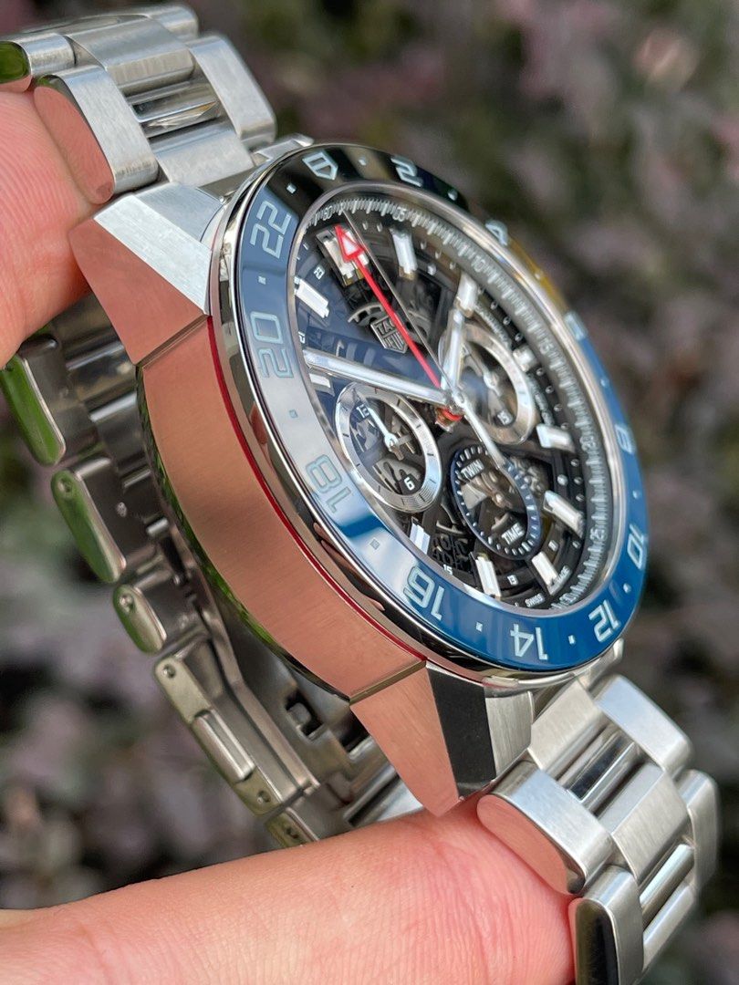 TAG HEUER CARRERA HEUER 02 GMT 45MM CHRONOGRAPH BATMAN BEZEL