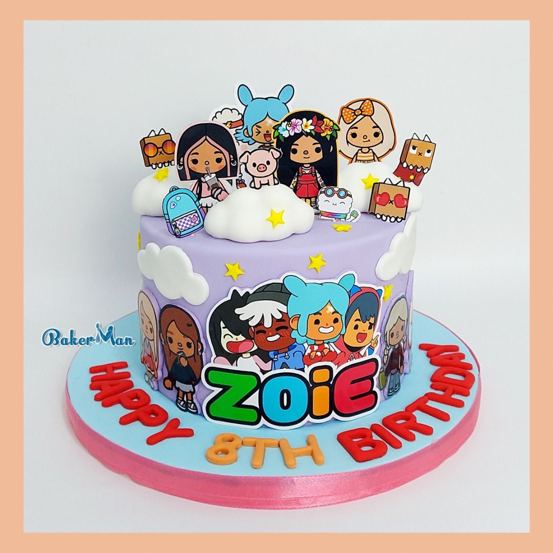 Toca Boca Cake Toca Boca Life Theme Cake Custom Fondant Cake, Food