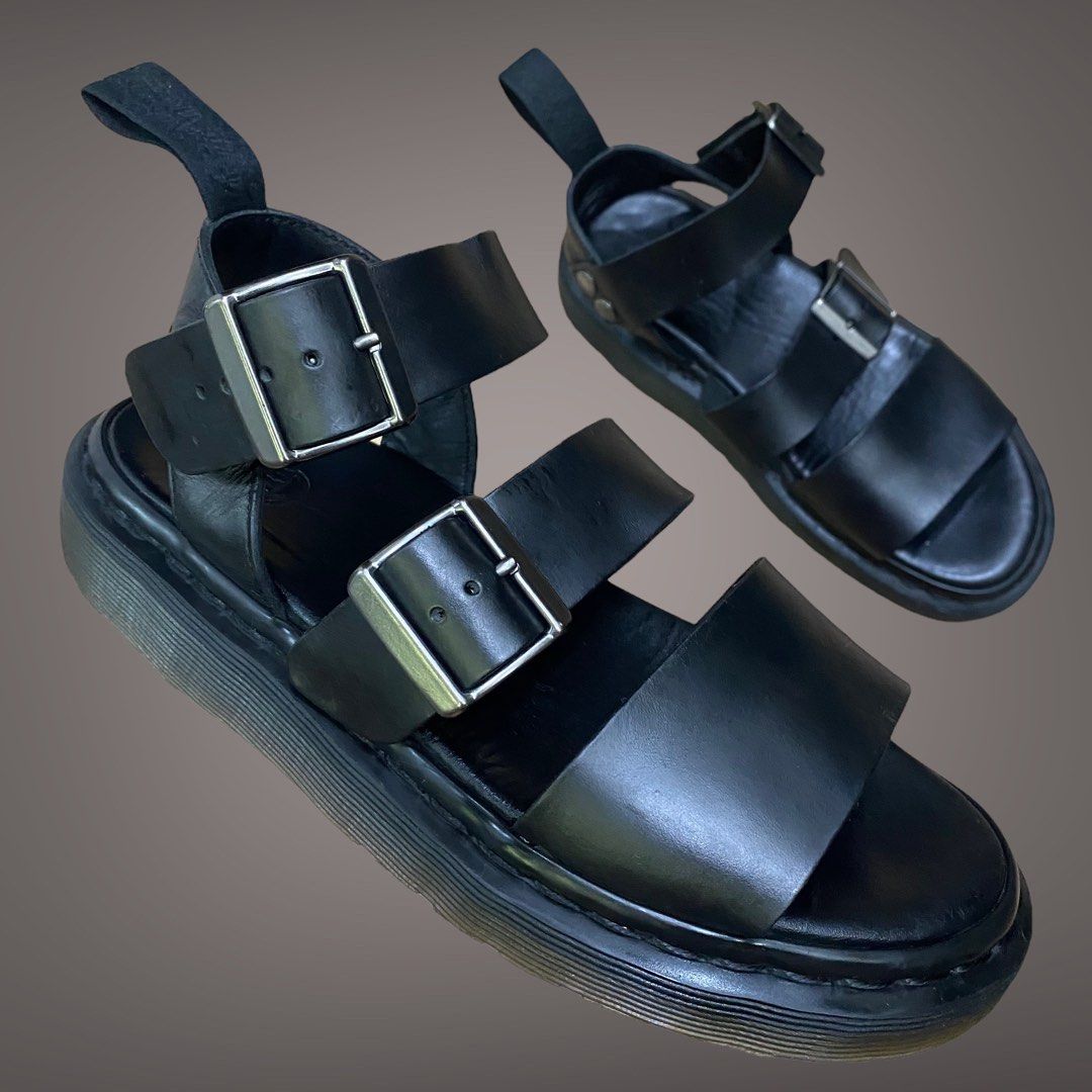 Dr martens black shore gryphon strap sandals cheap
