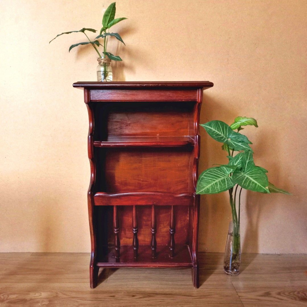 3-tier Vintage karimoku wooden spindles multipurpose side table ...