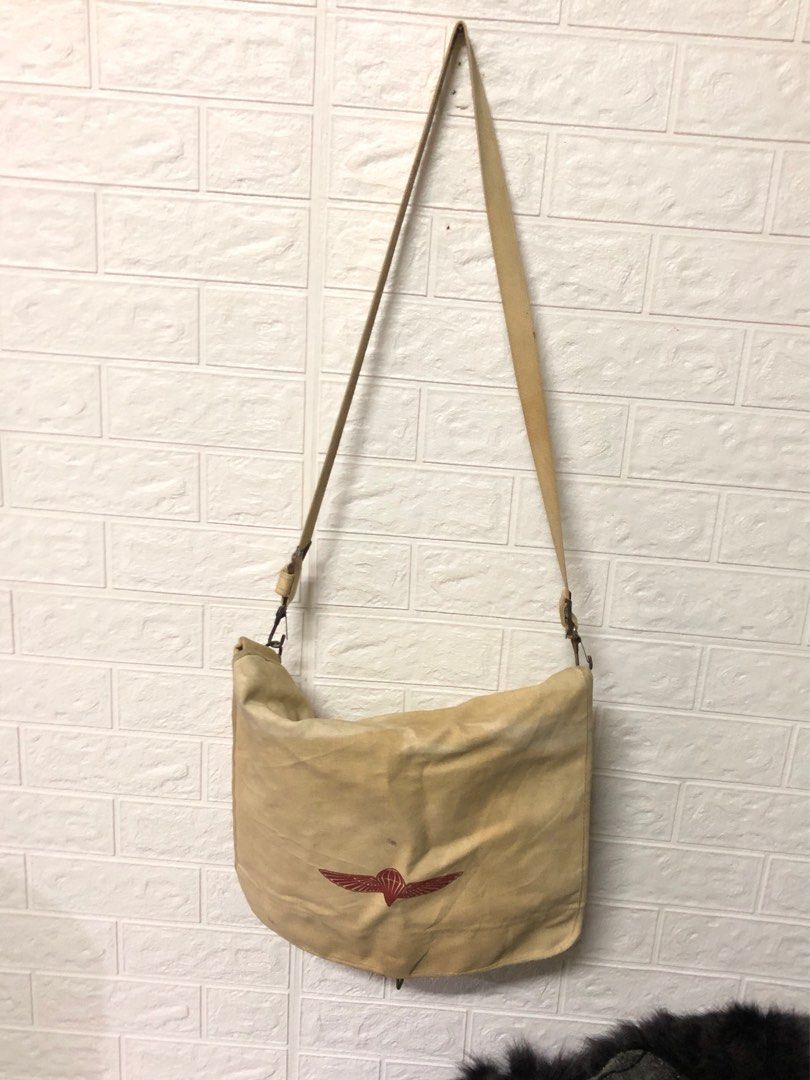 VTG 80s Israeli Paratrooper Canvas Messenger Bag Khaki Men s