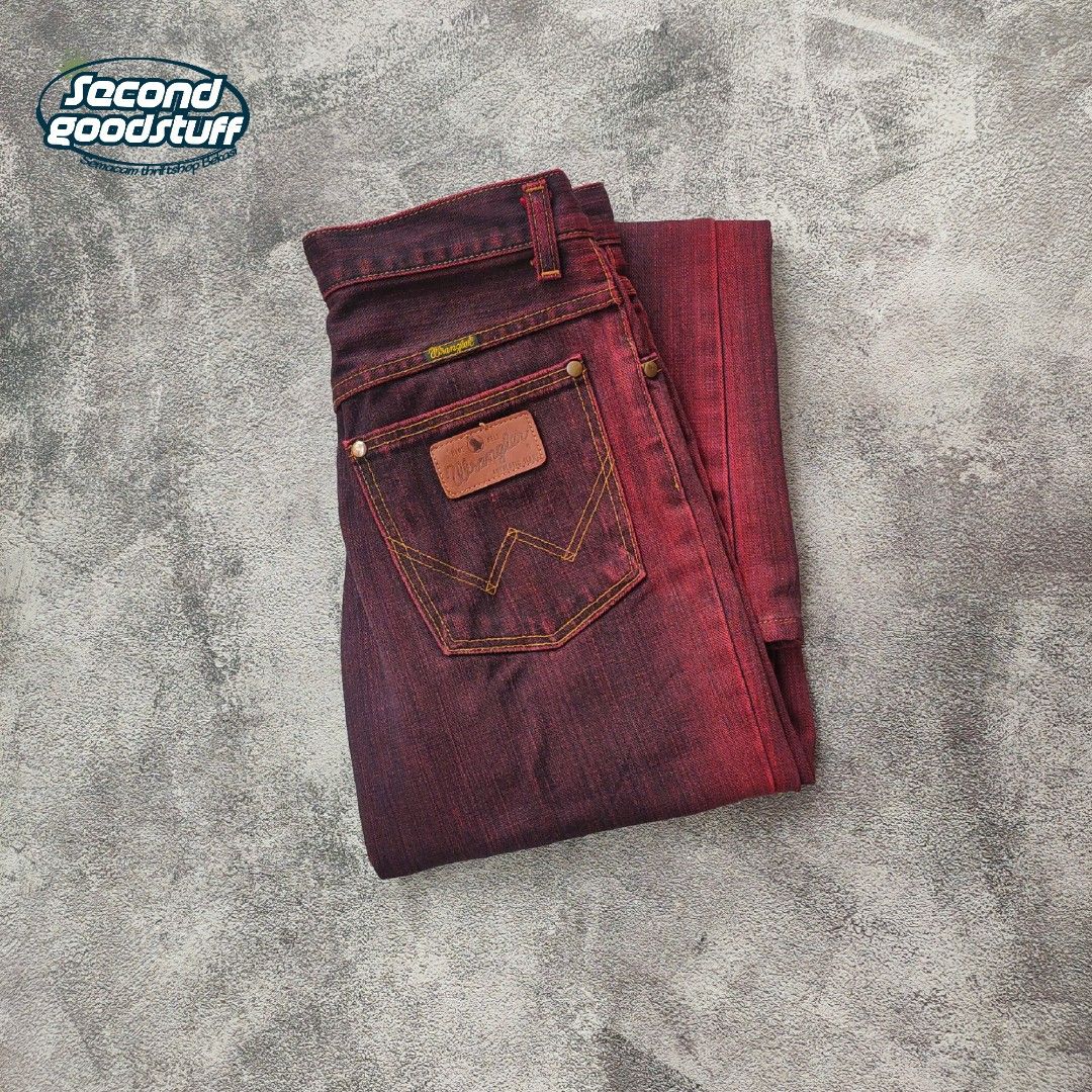 Wrangler Red Jeans., Fesyen Pria, Pakaian , Bawahan di Carousell