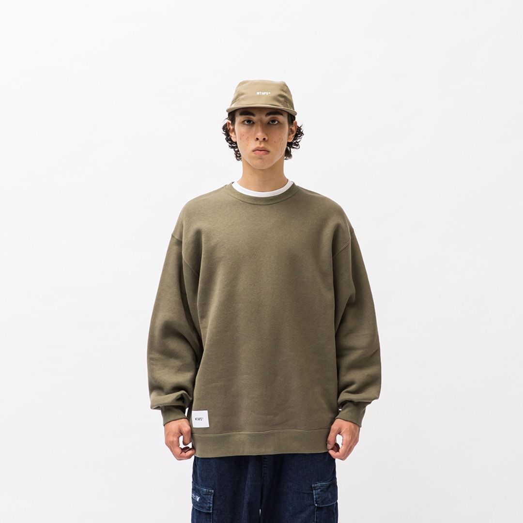 WTAPS 22AW AII 01 / SWEATER / COTTON. SIGN - 222ATDT-CSM08 - OLIVE  