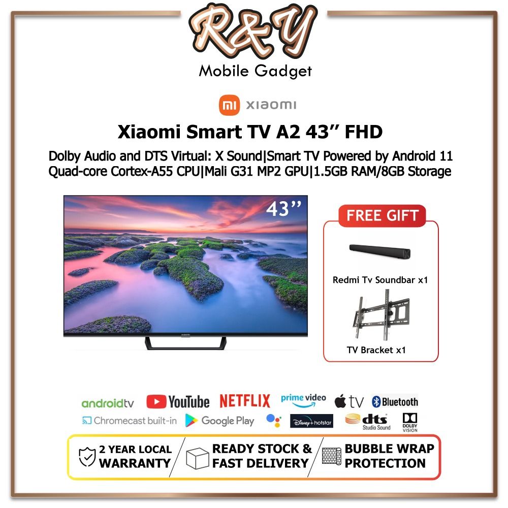 Xiaomi Mi TV A2 43 Android 11 Smart TV [4K UHD & HDR10 Display
