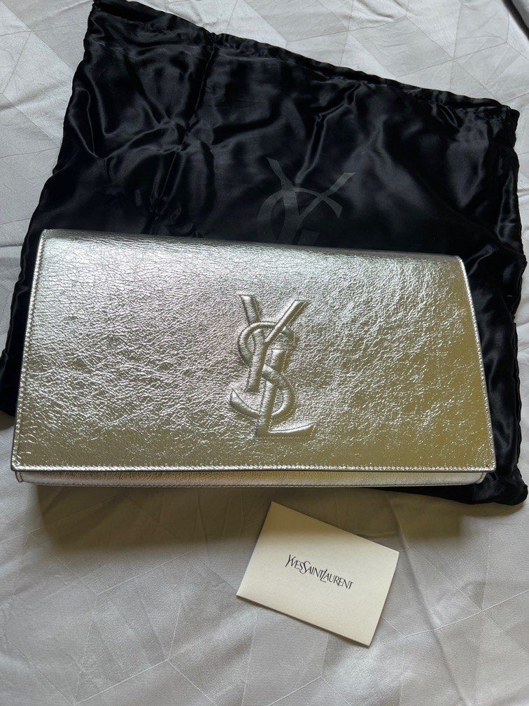 Ysl clutch deals bag silver