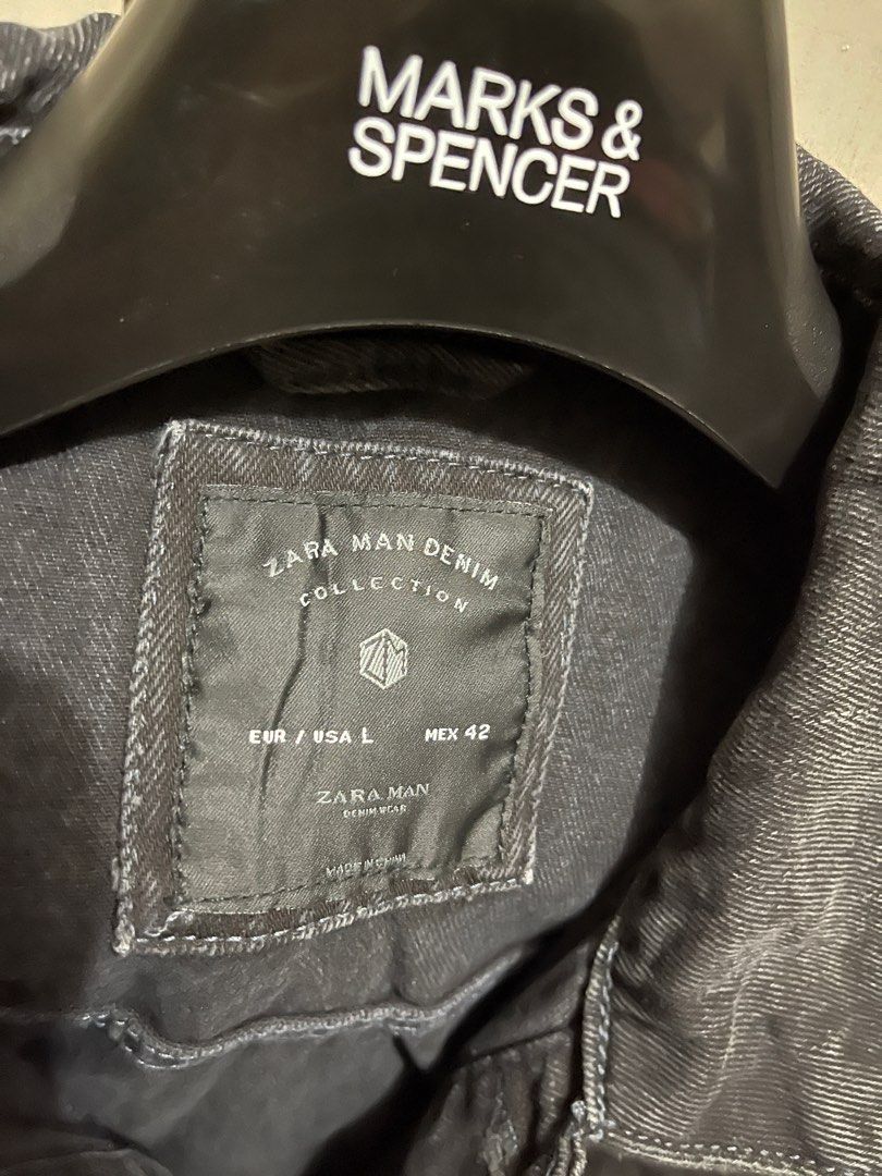 Zara denim biker jacket (Category: Coats, Jackets and Outerwear) located in Makati City. Submitted by mpr3rd (Listing ID 1206202177, Image 2). Description: Used a few times. Doesn’t fit me anymore. Size runs small. Large on tag but would best fit a small or a medium. Pit to pit - 19” Shoulder width - 17” Sleeve length - 26.5”.