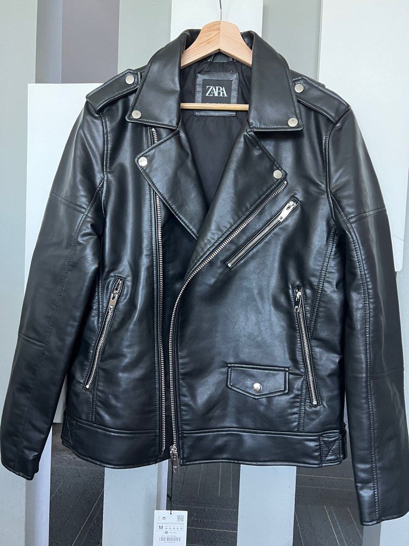 Zara men's genuine leather motorcycle jackets clearance