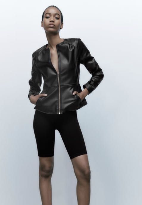 Zara tailored faux leather blazer