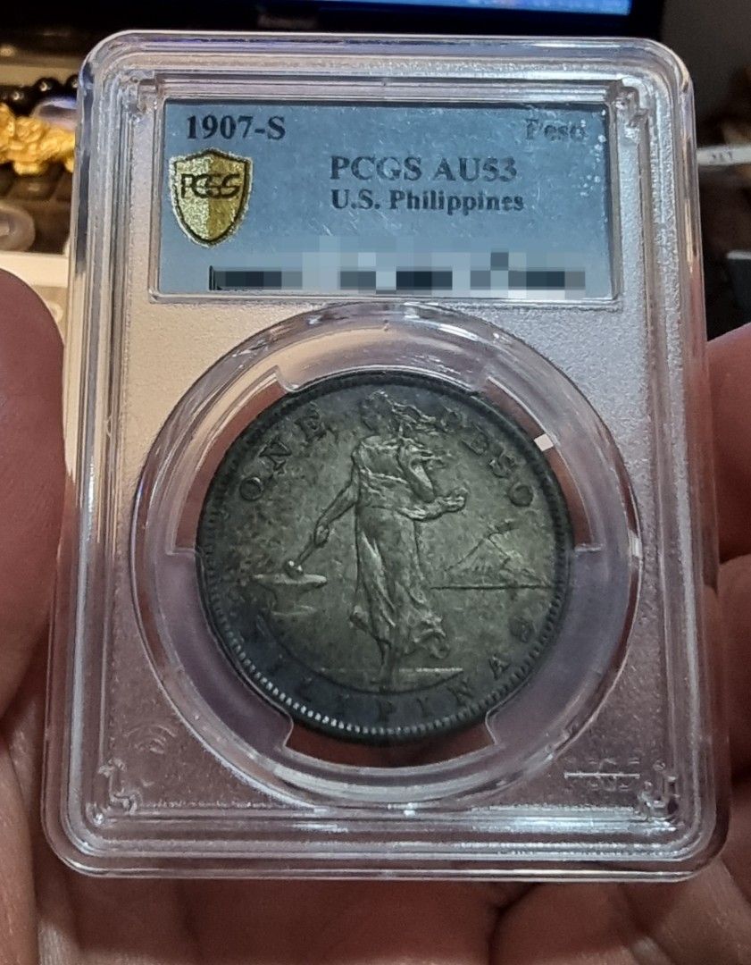 1907-S 1 Peso PCGS AU53 (Category: Currency) located in Quezon City. Submitted by virg1 (Listing ID 1200731740, Image 1). Description: 1907-S 1 Peso, PCGS AU53.