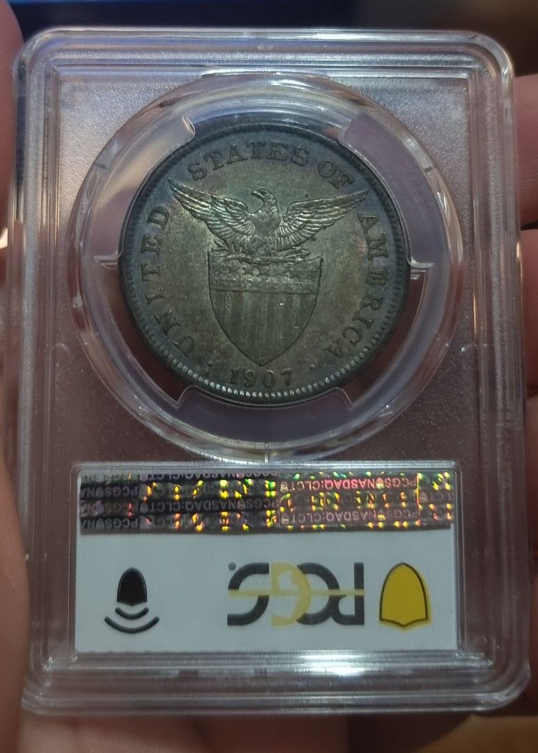1907-S 1 Peso PCGS AU53 (Category: Currency) located in Quezon City. Submitted by virg1 (Listing ID 1200731740, Image 2). Description: 1907-S 1 Peso, PCGS AU53.