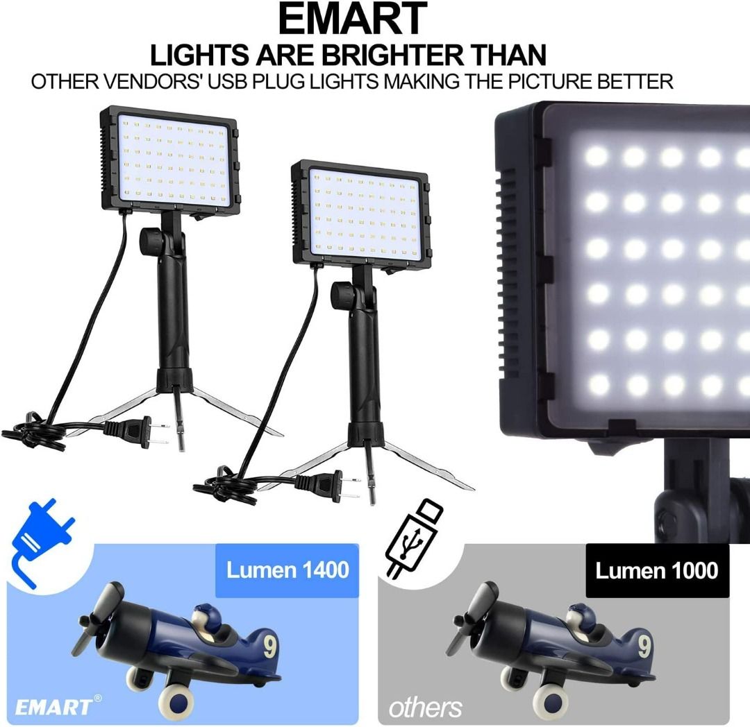 2713) EMART 60 LED Continuous Portable Photography Lighting Kit for