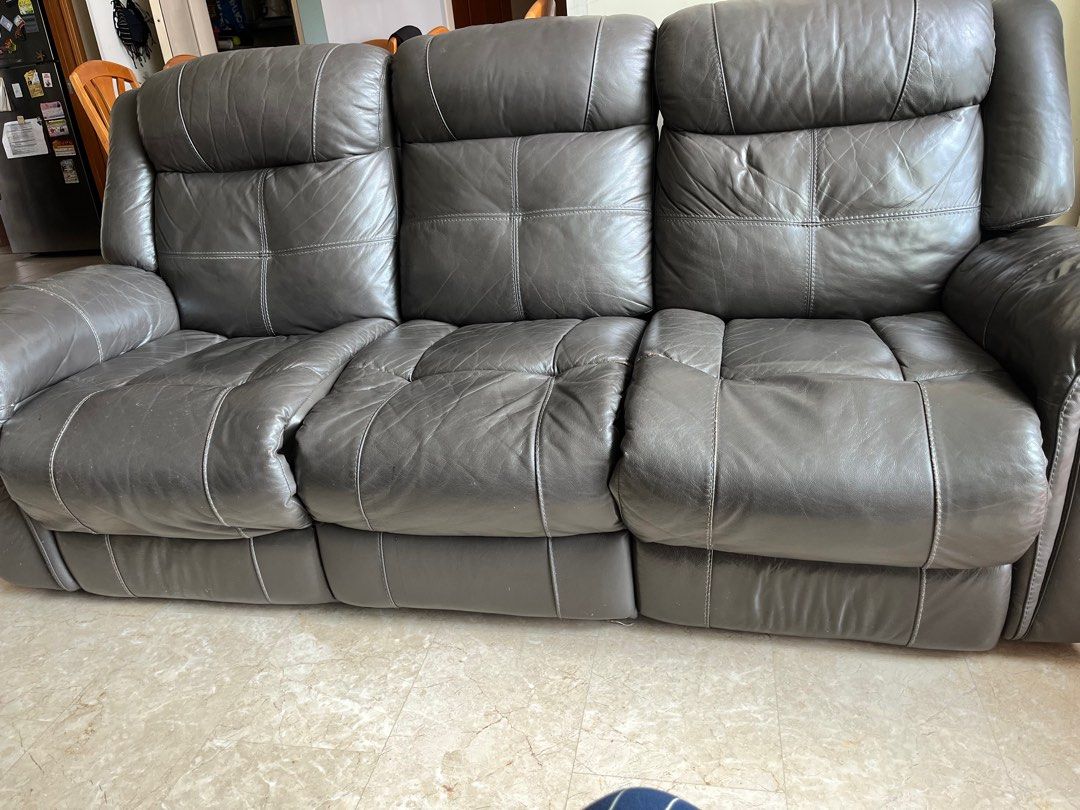 3 + 1 seater halfleather sofa set, Furniture & Home Living, Furniture