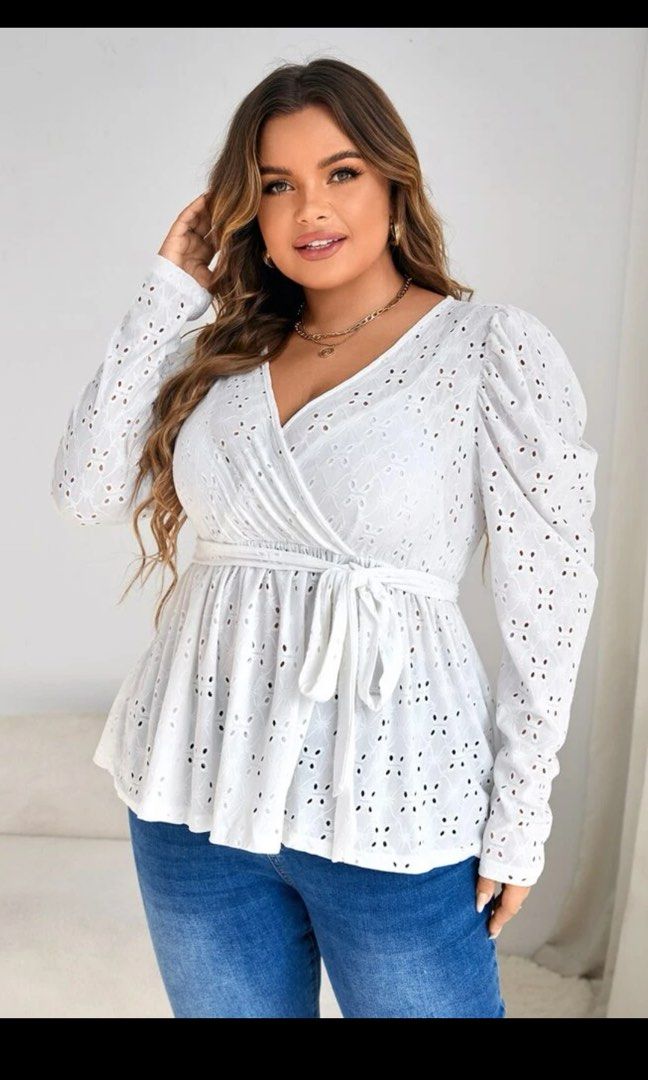 White peplum plus size best sale top
