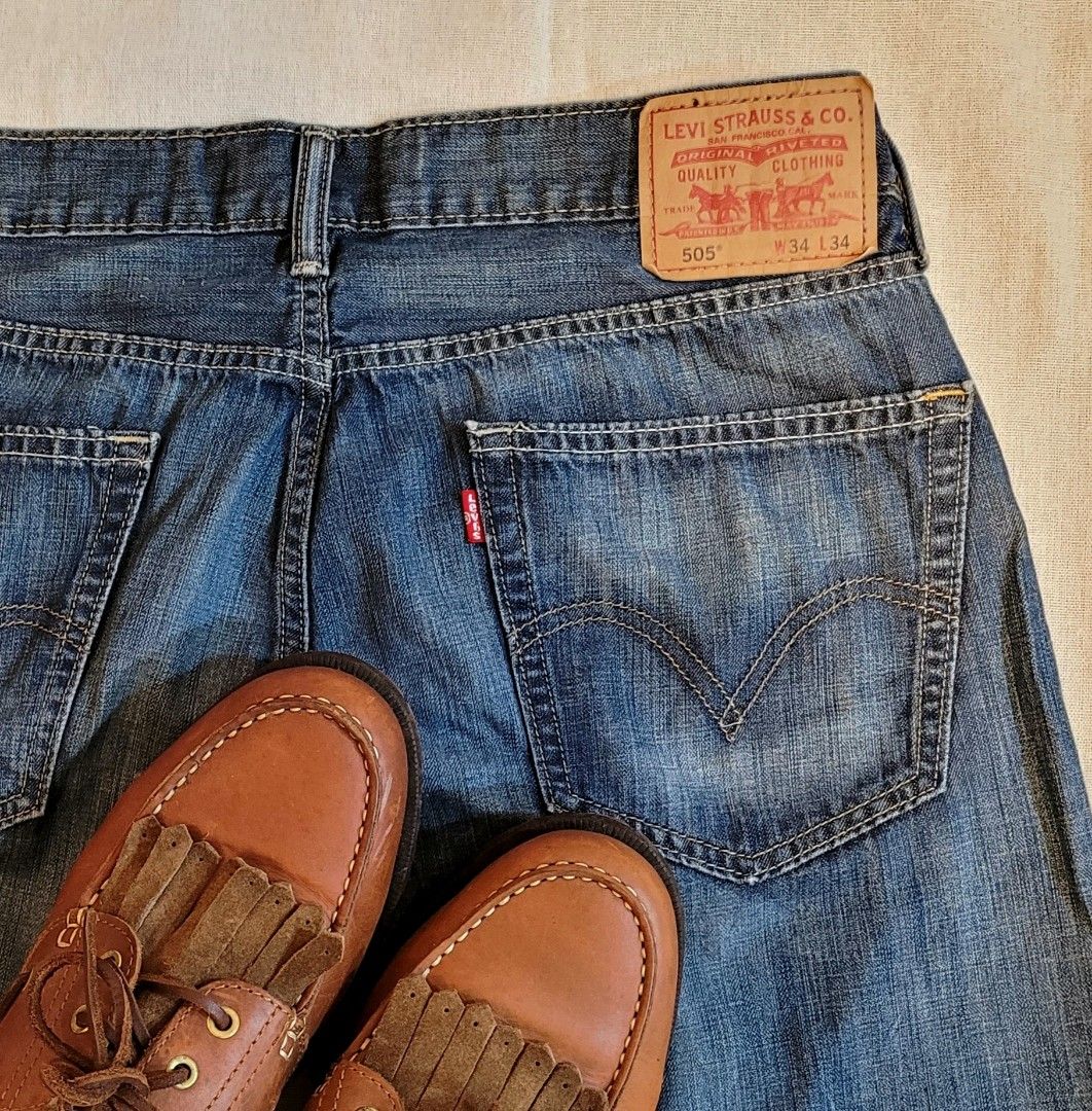 美版Levis 505 Vintage Classic Blue Jeans 洗水藍牛仔褲W34 L34 100