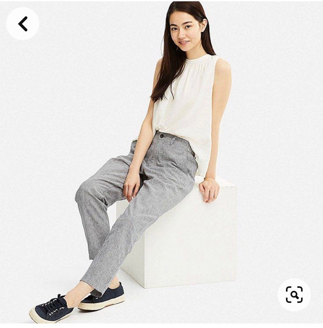 ANN1526 GU uniqlo M size cotton linen relaxing pants GU grey