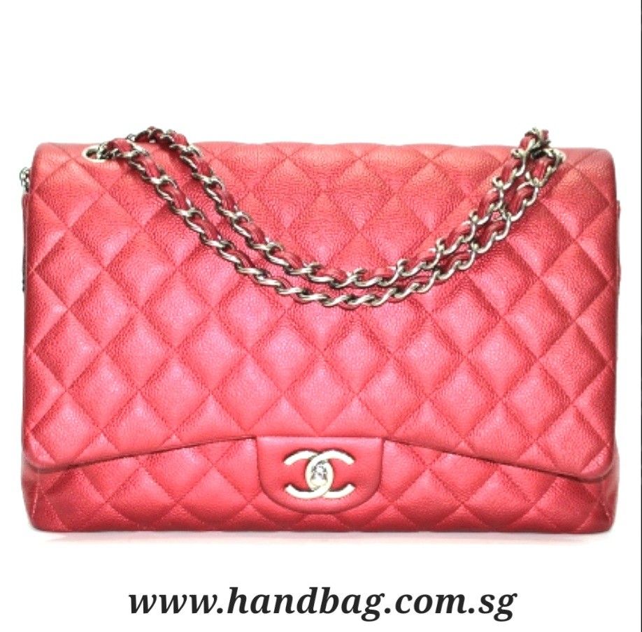 Authentic Chanel Red Caviar Timeless Maxi, Luxury, Bags & Wallets