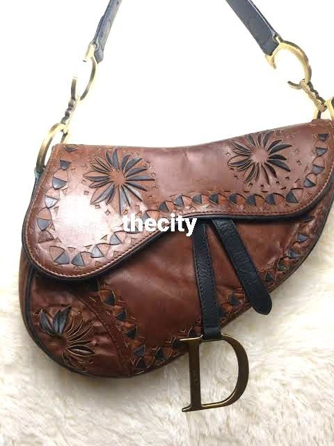 Used  Christian Dior Saddle bag brown Calf GHW  9brandname