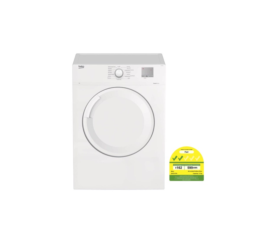 Beko DA7011PA 7Kg AirVented Dryer, TV & Home Appliances, Washing