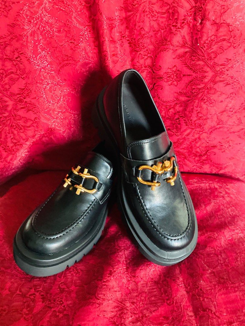 Black shoes platform unisex round head school shoes