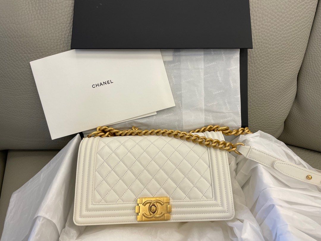 Boy Chanel White with Gold Chains - Limited Edition