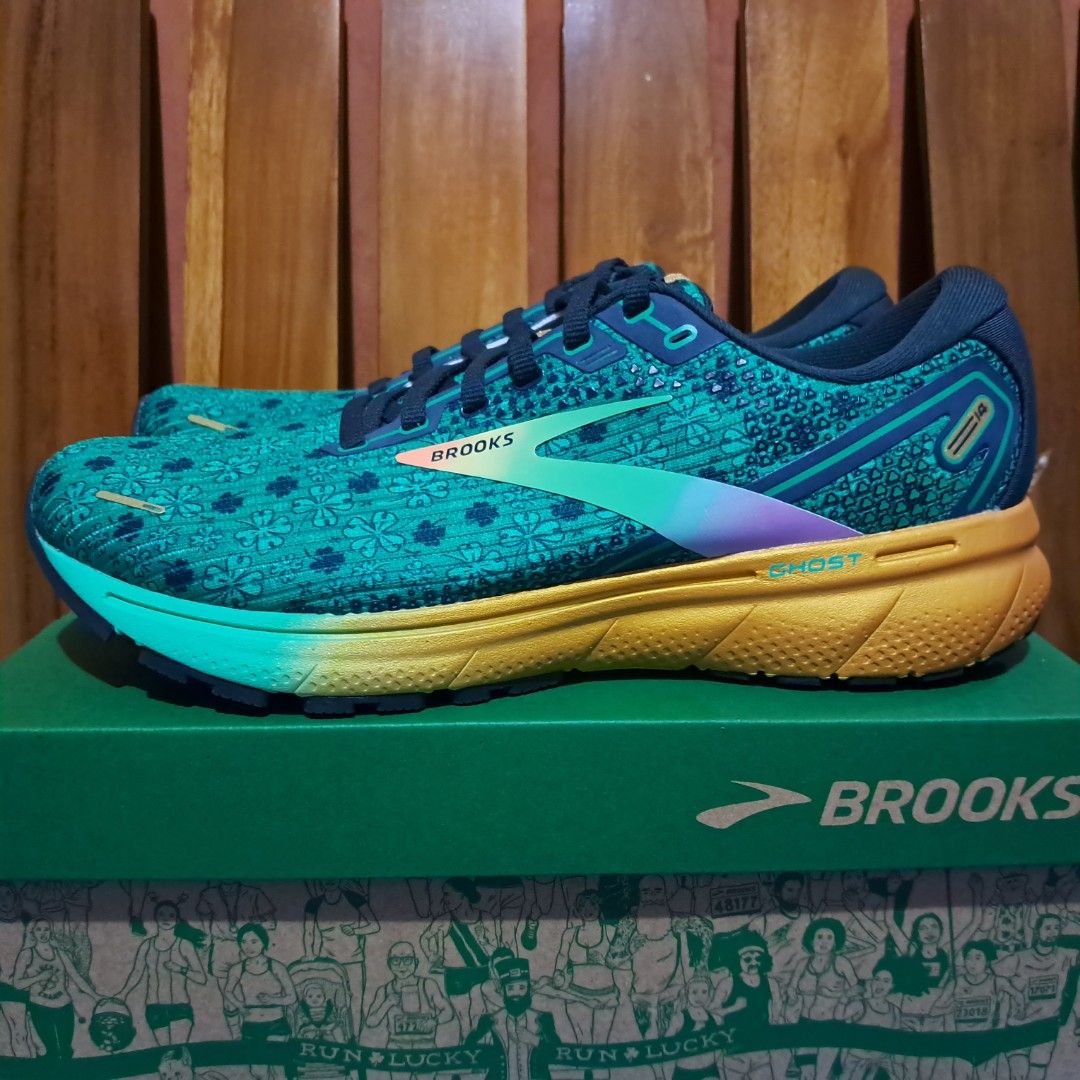 Brooks Ghost 14 Run Lucky Men's Running Shoes Green, Fesyen Pria