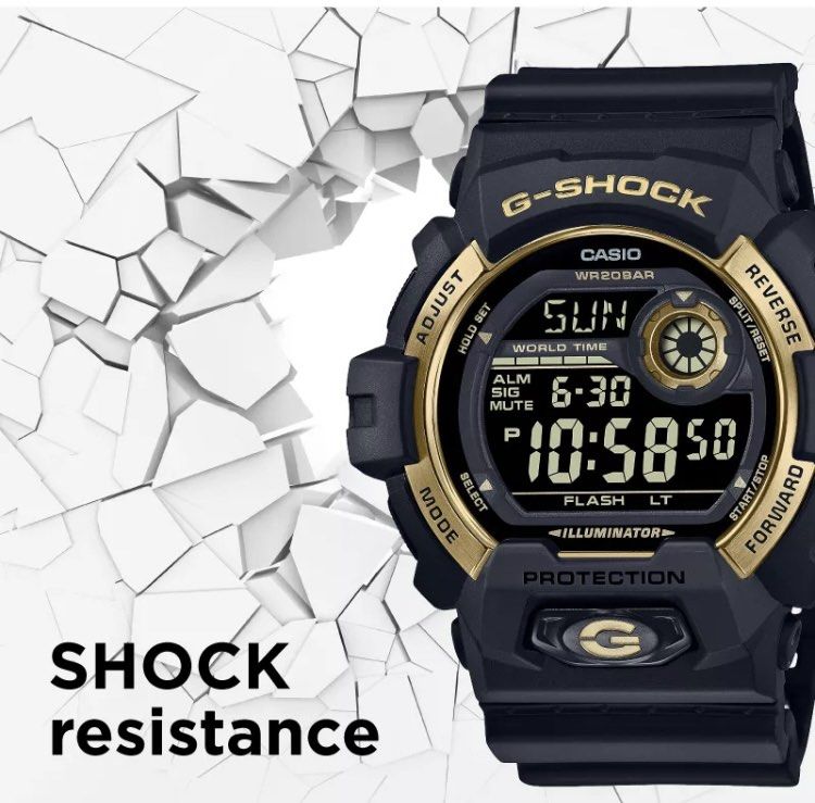 Casio GShock Digital Sports Watch (Black and Gold) 8900GB1, Men's