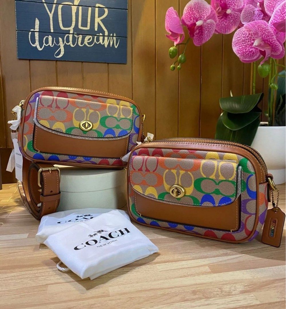 Coach Women s Rainbow Turnlock Sling Bag Women s Fashion Bags Wallets Cross body Bags on Carousell