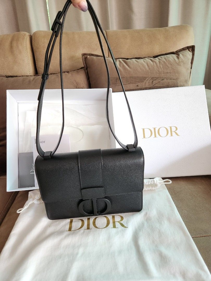 Dior Black Ultramatte Grained Calfskin 30 Montaigne Flap Bag