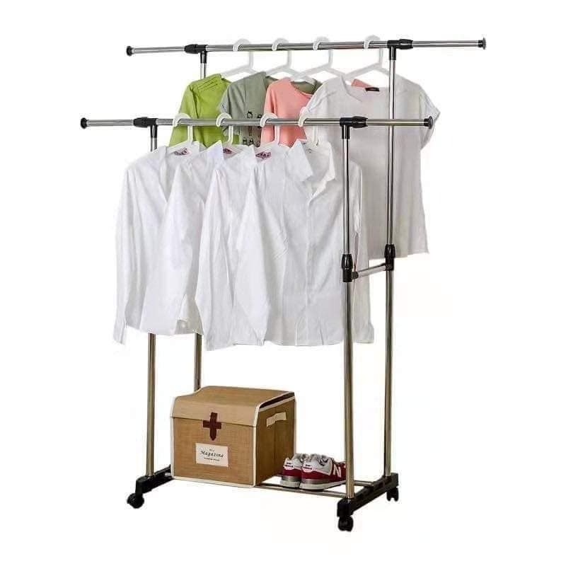 DOUBLE POLE BAR CLOTHES HANGER RACK, Furniture & Home Living, Outdoor
