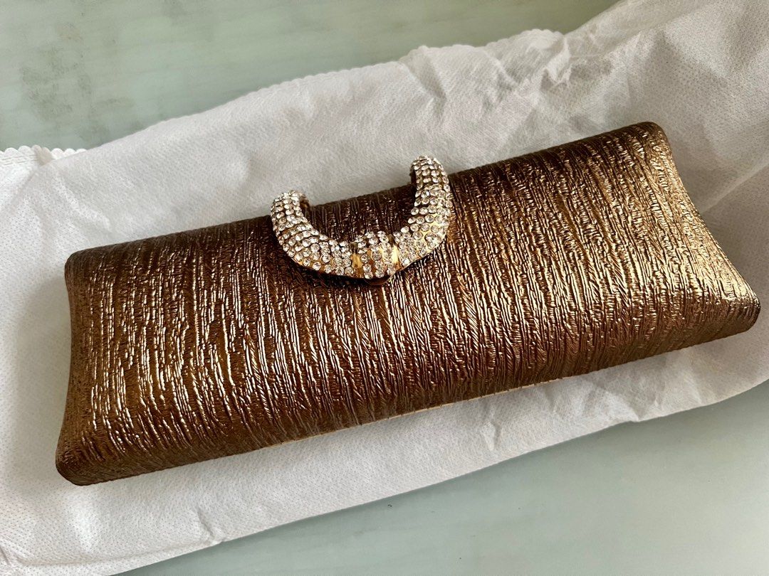 Unique Express Metallic Bronze Shiny Clutch Evening Bag/Purse/Handbag | eBay