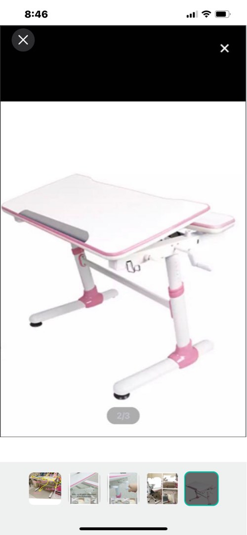 Ergoworks pink kids study table, Furniture & Home Living, Furniture ...