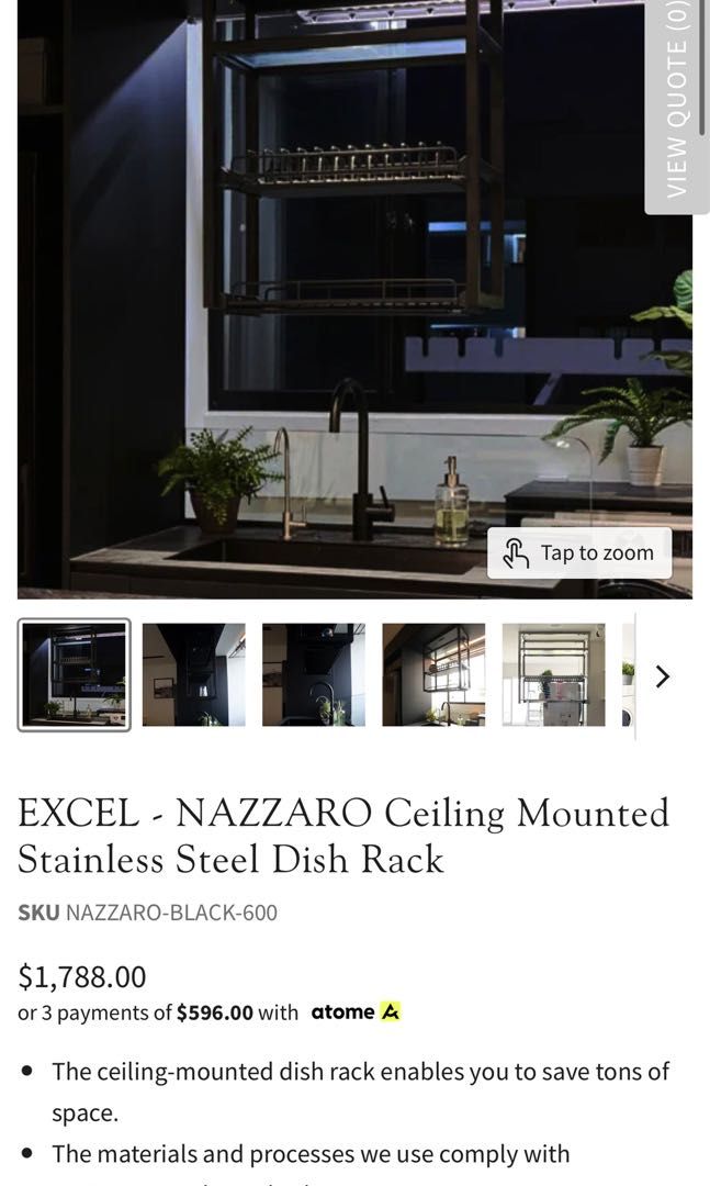 Excel-Nazzaro Ceiling Mounted Stainless Steel Dishrack, Furniture ...