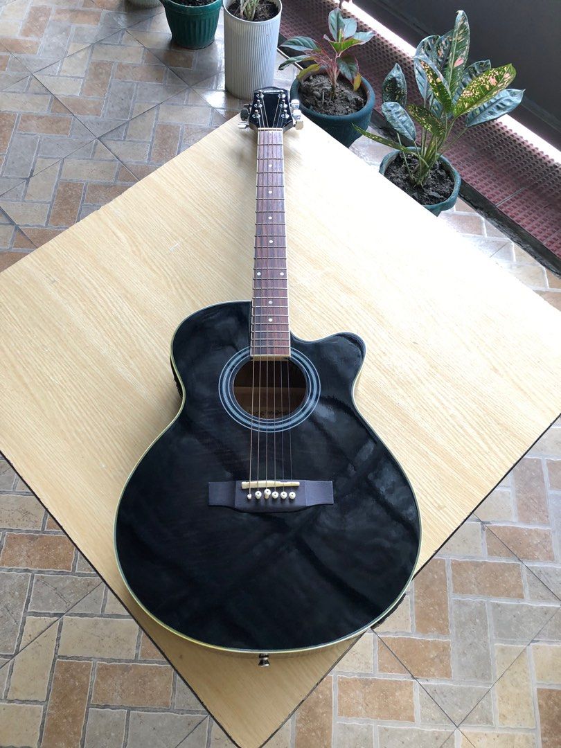 Fernando Black Acoustic Electric Guitar with Equalizer and Tuner