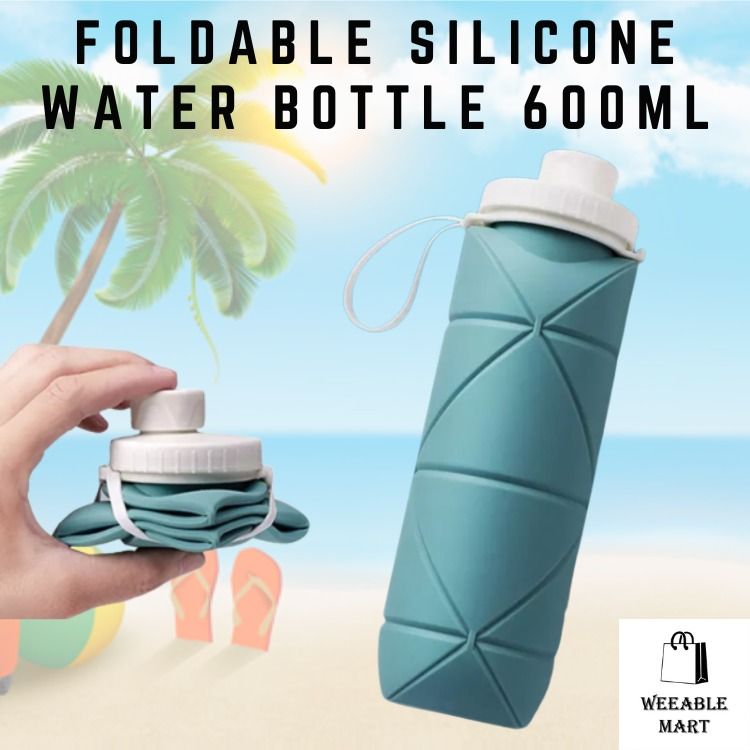 Collapsible & Leakproof Reusable Silicone Water Bottle, 600 ML