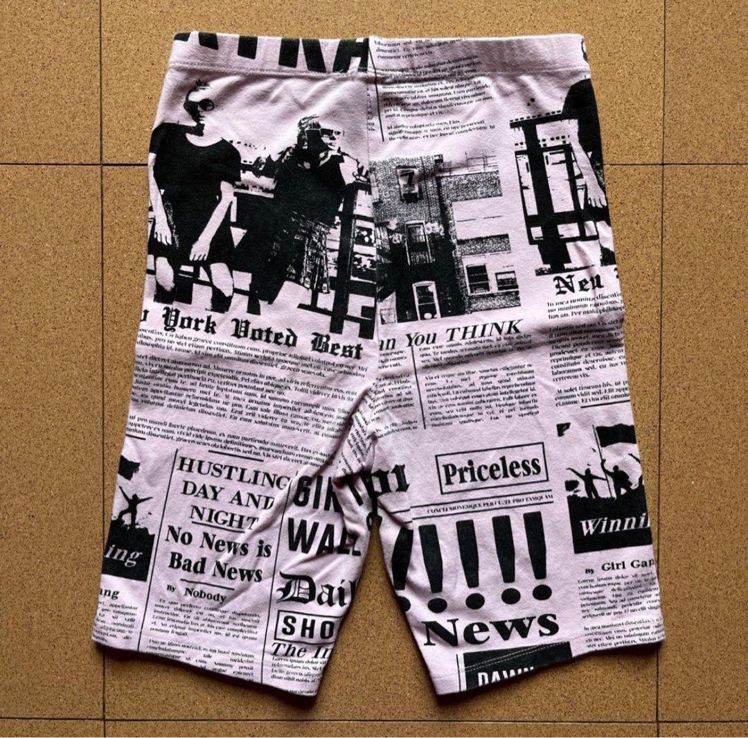 Newspaper biker shorts top