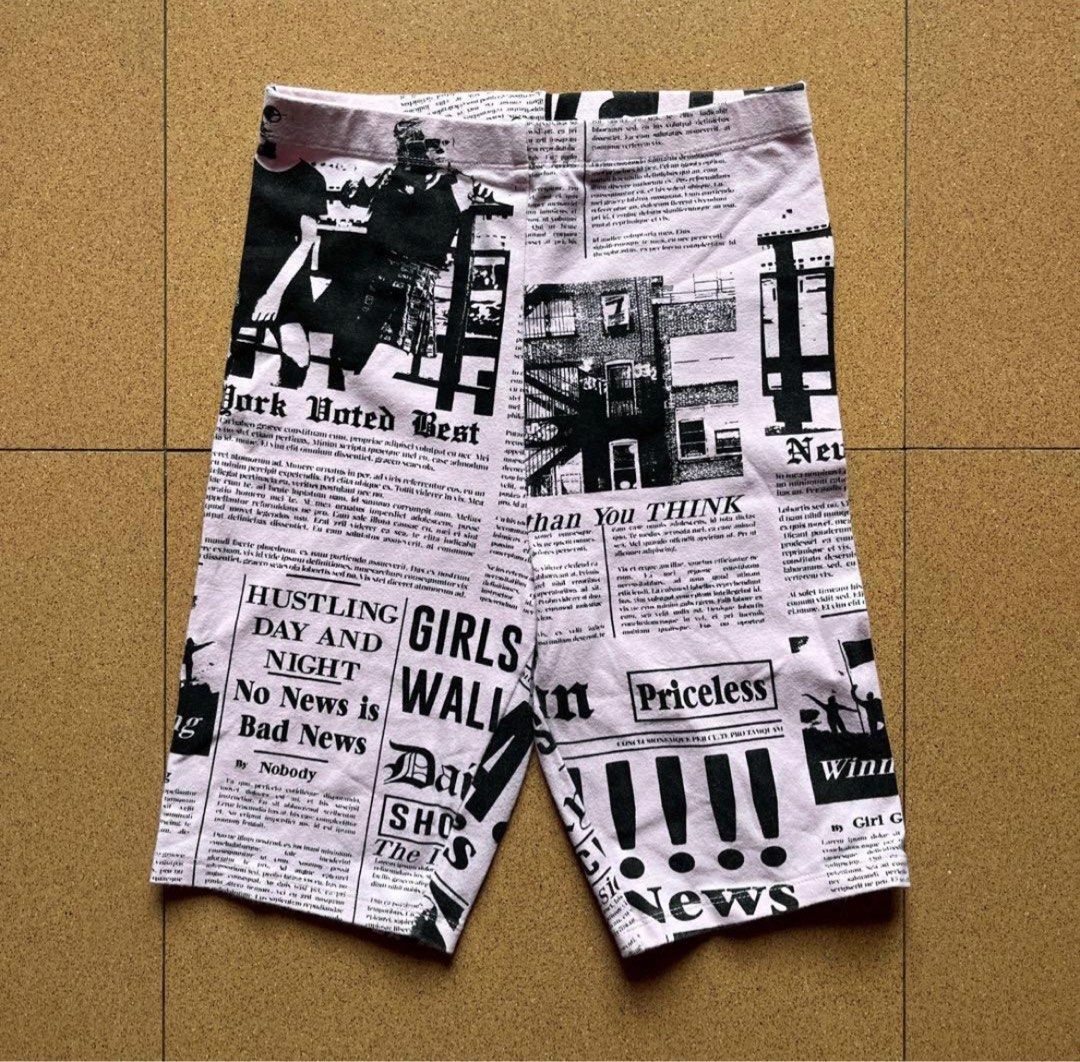 Newspaper biker shorts sale