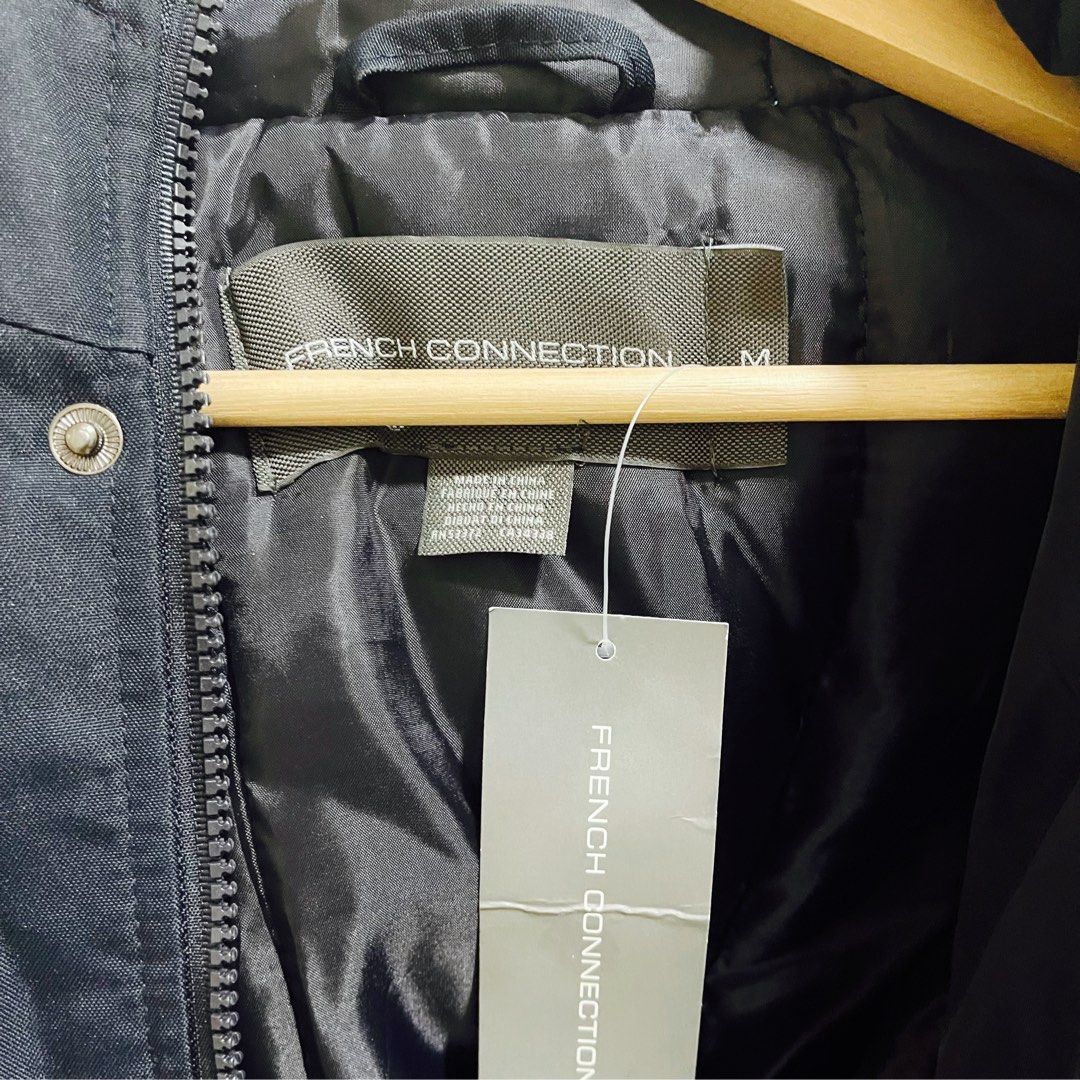 French connection faux sales fur hood flight jacket