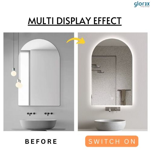 GLOREX(80cm) 3Colour LED Mirror Wall Mirror Oval Mirror Arch Mirror ...