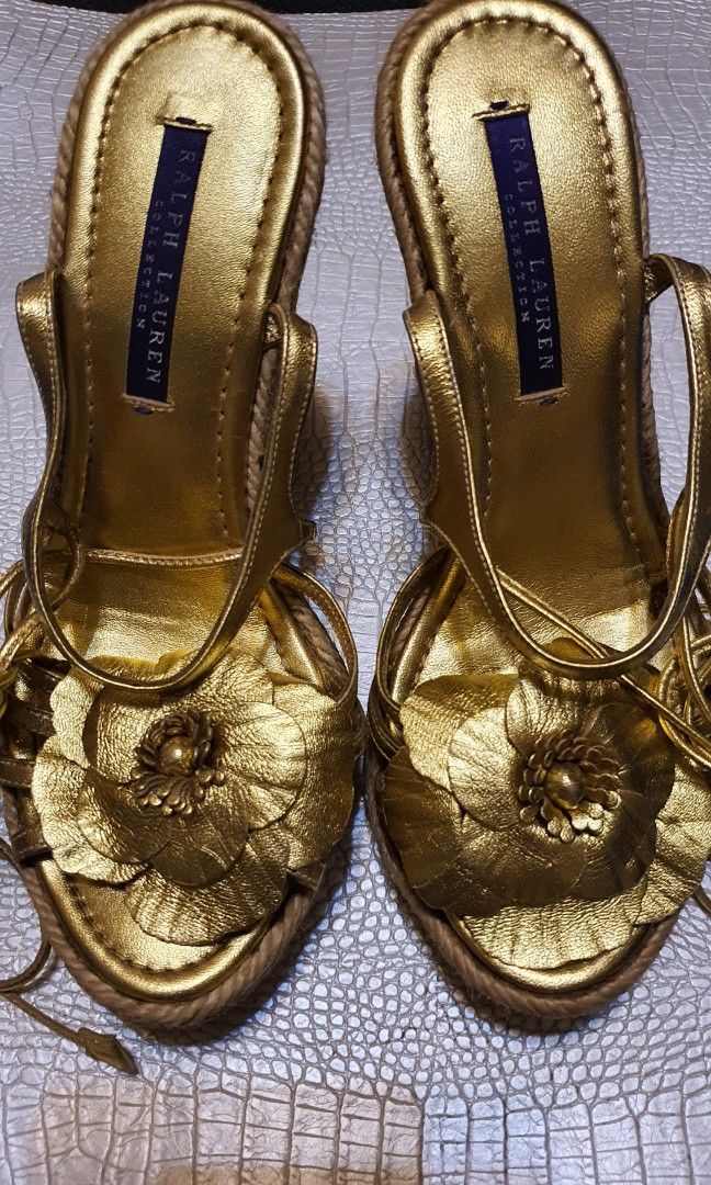Gold Ralph Lauren wedges