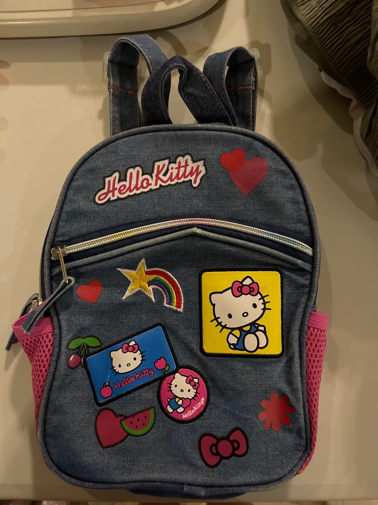 Hello Kitty Denim backpack, Babies & Kids, Babies & Kids Fashion on