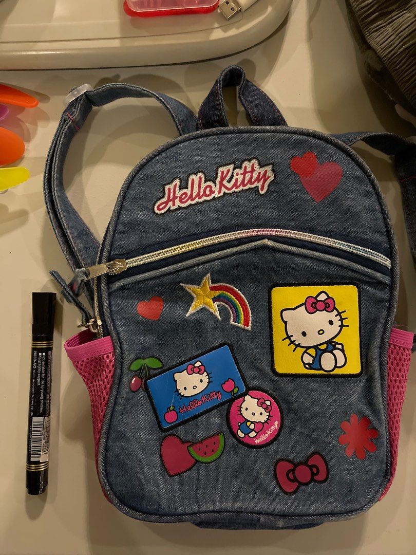 Hello Kitty Denim backpack, Babies & Kids, Babies & Kids Fashion on