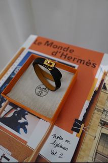 Hermes Gold Kelly Bracelet Double Tour Noir Mini