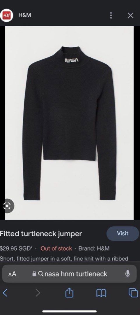 H M Black turtleneck top nasa from hnm Women s Fashion Tops
