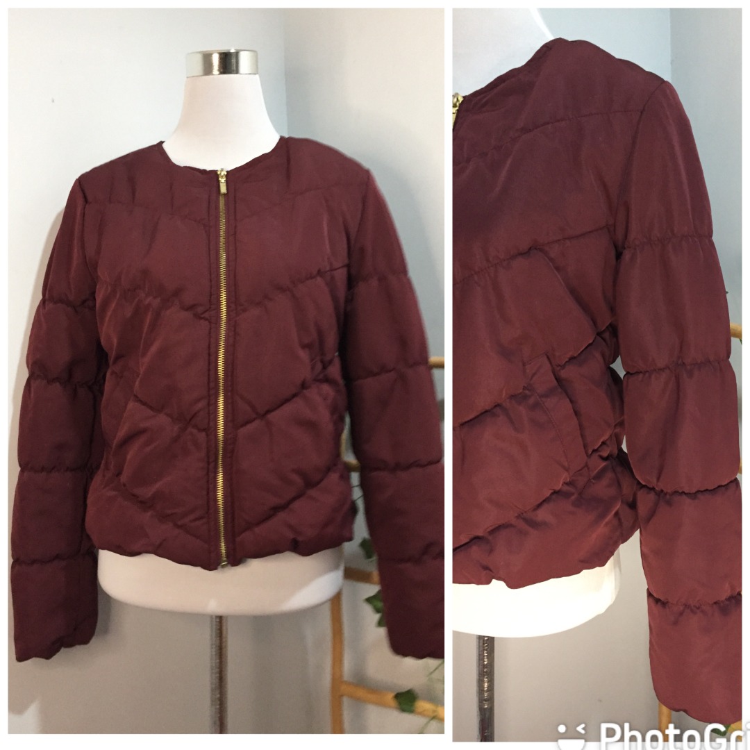 H&M Divided Puffer Jacket Gold zipper closure, Women's Fashion, Coats