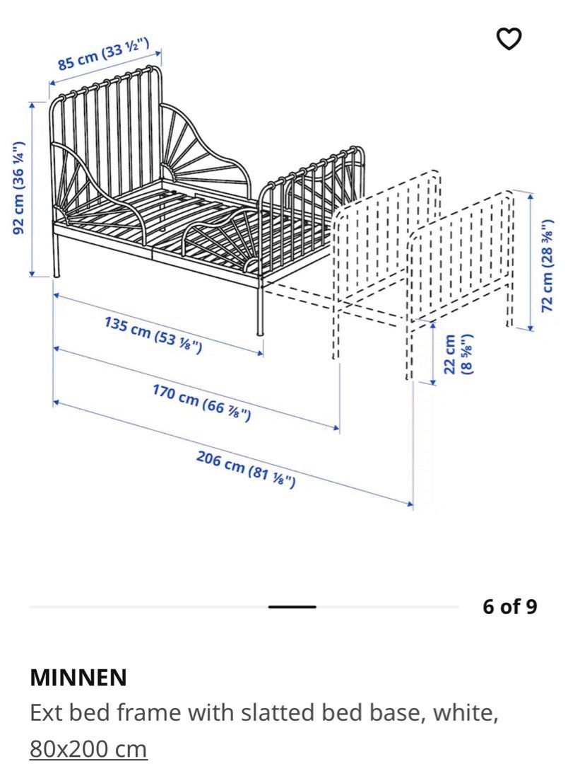 IKEA Minnen Toddler Extendable Bed, Babies & Kids, Baby Nursery & Kids